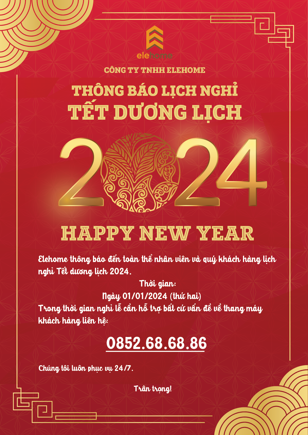 Thông báo nghỉ tết dương lịch 2024