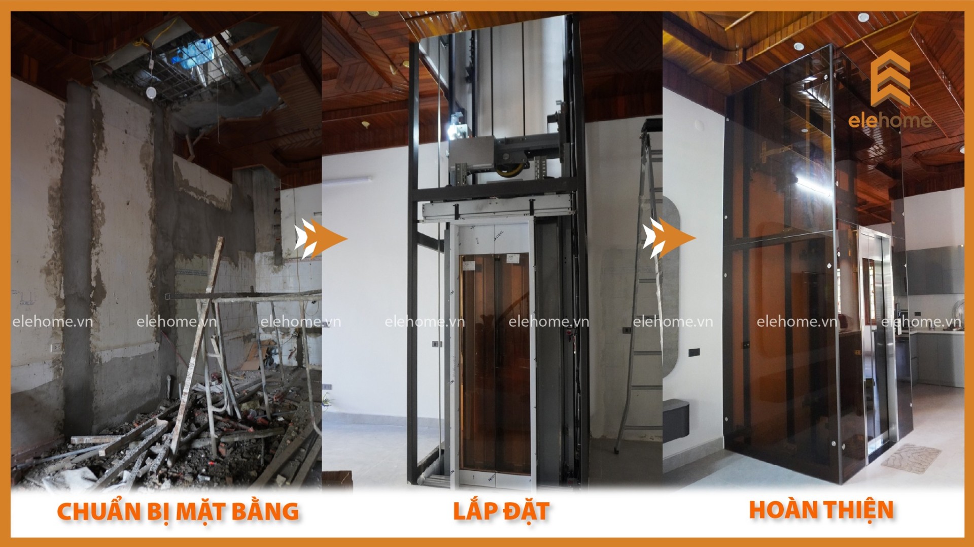 Lắp đặt thang máy cho nhà cải tạo 15 năm tuổi