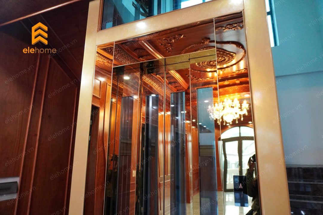 Thang máy cửa 4 cánh, biệt phủ tân cổ điển Yên Thành Nghệ An thang may cua 4 canh 3